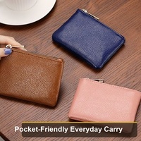 Dompet Koin PU Ber-resleting Unisex Mini Wallet Clutch Kulit Lembut Ultra-Tipis Minimalis Tempat Kunci dan Kartu OEM