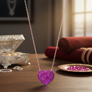 Corazón diseño rubí circón piedra encanto colgante turco hecho a mano venta al por mayor 925 joyería de plata esterlina - Product Image 3