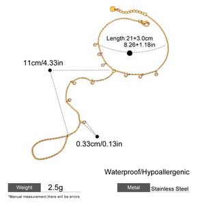 Chaîne de cheville et bagues d'orteil en acier inoxydable plaqué <span class=keywords><strong>or</strong></span> 18 carats pour femmes, bijoux étanches et inaltérables, vente en gros TGJL939 - Product Image 4