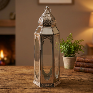 Handmade Stainless Steel Candle Lanterns Clear Glass Geometric Lanterns Stainless Steel <b>Floor</b> Lanterns Table Lanterns DLS-041 - Product Image 1