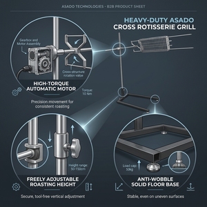 <span class=keywords><strong>Asador</strong></span> giratorio automático portátil para camping, con un solo poste, brocheta para barbacoa, <span class=keywords><strong>estaca</strong></span> para tierra y cesta de asado. - Product Image 3