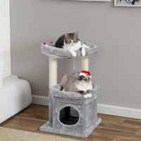 Arbre à chat moderne de luxe simple gris avec grattoirs et lit, fabrication sur mesure, matériau en sisal, emballé dans un carton
