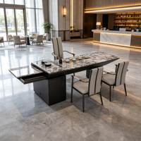 Ensemble de table à thé en pierre frittée avec panneau latéral extensible et chaises pour bureau, villa, hôtel – Vente en gros OEM ODM