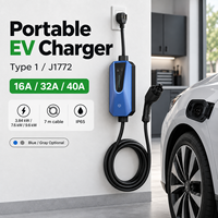 Chargeur portable pour véhicules électriques Type 1 J1772 3.84kW 7.6kW 9.6kW 11.5kW 16A 32A 40A 48A 240V WiFi Bluetooth IP65 Fournisseur OEM ODM