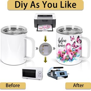 Mug à café vierge pour sublimation de 12 oz avec poignée, en acier inoxydable, gobelet à café pour sublimation - Product Image 2