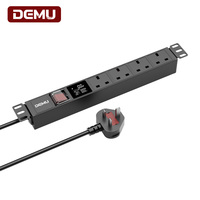 Unité de distribution d'alimentation 1U (PDU) pour armoire, multiprise 4 prises UK BS1363 13A 3250W avec compteur numérique et interrupteur UKCA