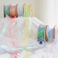Ruban gros-grain large, ruban en organza pliable, ruban irisé pour fleurs, emballage de bouquet, emballage cadeau pour la Saint-Valentin
