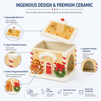 Maison en céramique pour hamster, peinte à la main, cabane de Noël enneigée, abri en porcelaine blanche pour petits animaux, décoration de cage pour animaux de compagnie