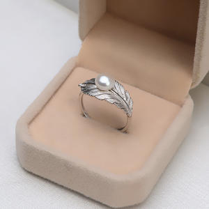 Ensemble d'accessoires en argent 925 fait main, plumes et perles, support creux pour boucles d'oreilles, pendentif, bague, collection artisanale 1262 - Product Image 4