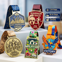 Médailles en alliage de zinc 3D personnalisées en gros, médailles de marathon avec ruban pour les récompenses des courses sportives 5K 10K
