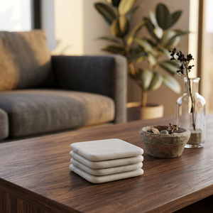 Craft Emporium Sous-verres de luxe Tapis et tampons en bois naturel et pierre de marbre pour maisons élégantes Cuisines Restaurants et vaisselle - Product Image 1
