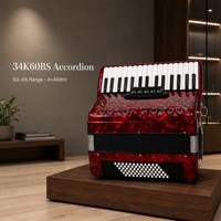 Accordéon 34 touches 60 basses, cadre en érable nacré rouge avec roseau italien, personnalisable OEM