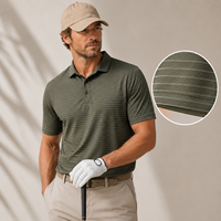 Polo de Golf de Manga Corta con Rayas Onduladas para Hombre, Secado Rápido, Transpirable, de Alto Rendimiento, Fabricación ODM, Logotipo Personalizado, Venta al Por Mayor