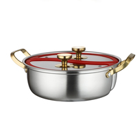 Ensemble de casseroles en acier inoxydable pour cuisine, avec double couvercle en verre, pot à ragoût Mandarin Duck, compatible induction, passe au lave-vaisselle, design moderne