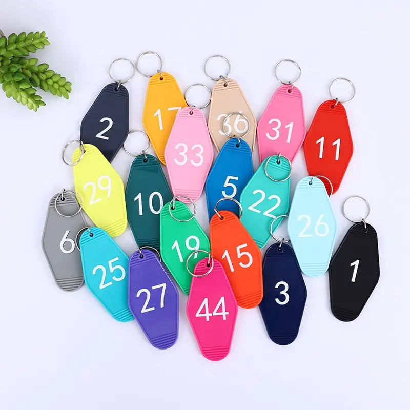 Wholesale Cheap Colorful Plastic Motel Keychain Blank Custom Printing Hotel Motel Key Tags