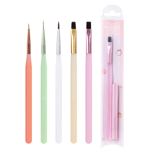 Ensemble de 5 pinceaux à ongles en acrylique, pinceaux plats et ronds pour la peinture, pour la manucure au gel en salon - Product Image 5
