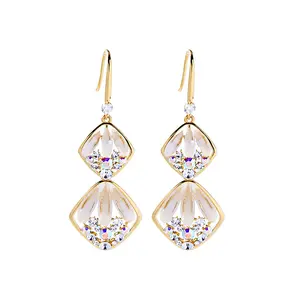 2265 Exquisite Resin Crystal Drop Earrings For Women High-quality Gold Plated Brass Earrings 2022 Geometric New Fashion Jewelry
