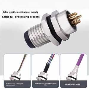 Conector Industrial DIN M8 2A IP67 de 4 Pines Hembra de Latón para Soldar Cableado en Placas Frontales y Traseras para Aplicaciones de Alimentación - Product Image 5