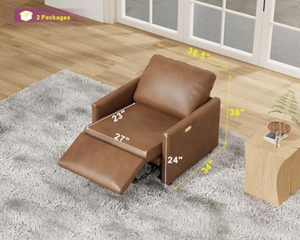 Fauteuil inclinable <span class=keywords><strong>électrique</strong></span> individuel marron en cuir avec port de chargement USB pour salon – Vente en gros - Product Image 3