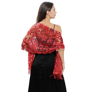 Women's Custom Logo Glittering Polyester Shawl Wrap Fashionable Summer Wedding <strong>Cape</strong> with Fringed <strong>Mesh</strong> Sequins for Evening Wear - Product Image 2