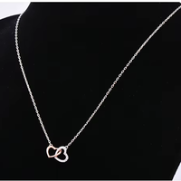 ZHILIAN mode 925 argent Sterling cubique zironique Double coeur amour médaillon or Rose pendentif collier pour les femmes