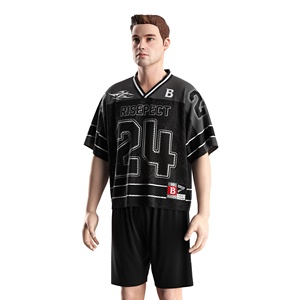 Jersey Football Amerika & Rugby antik, kain jala bersirkulasi pesona Retro Vintage cocok untuk kompetisi & Latihan - Product Image 3