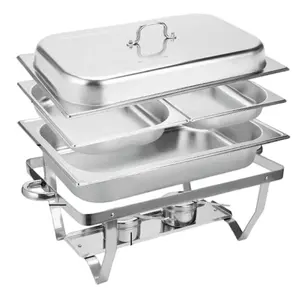 Juego de Recipientes para Buffet de Lujo para Hoteles y Restaurantes, Juego de Recipientes para Buffet de Acero Inoxidable con Calentador de Alcohol de 9L - Product Image 6