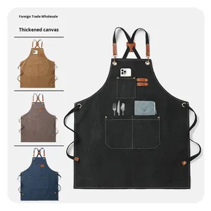 Customized Logo Pure Cotton Canvas <b>Apron</b> Thickened New Work Clothes Waterproof and Oil-Proof for <b>Kitchen</b> Use Cross-Border - Product Image 2