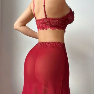 Gaun Tidur Kamisol Berenda Modis dan Seksi serta Set Lingerie Seksi - Product Image 5