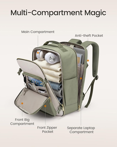 Sacs de voyage approuvés par la TSA pour les voyages d'une nuit, 40L/50L/56L, sacs de voyage pour le week-end, sacs de voyage d'affaires, sac à dos de voyage pour ordinateur portable 17 pouces avec 3 cubes de rangement - Product Image 2