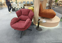 Chaise de Canapé Pivotant Moderne Nordique à Bras Unique Chaise d'Appoint Élégante de Luxe Décor à la Maison Salon Sièges Hôtel Chaise Tissée en Tissu