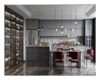 Nouveau design laqué Armoire de cuisine à panneau plat de couleur grise pour cuisine moderne