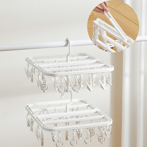 Nouveau design bricolage multicouche empilable blanc 24 clips antidérapants cintre balcon pliable vêtements séchage clip cintre - Product Image 1
