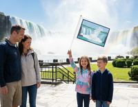 Attraction touristique personnalisée - Chutes de Niagara - Mini drapeaux à main : Drapeaux agités à la main 100 % polyester écologiques