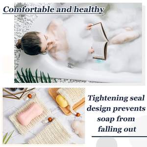 <strong>Soap</strong> Saver Bag Sisal Exfoliating Gloves <strong>Pouch</strong> with Drawstring Bar <strong>Soap</strong> Box Packing with Wooden Bead Foaming and Drying <strong>Soap</strong> - Product Image 3