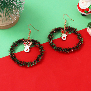 Pendientes de Aro Geométricos Navideños con Adornos de Renos en Aleación Esmaltada, Colgantes de Moda Festivos para Mujer - Product Image 6