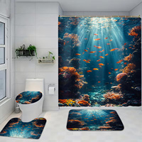 Rideau de Douche Personnalisable Imperméable à Motifs Floraux, Ensemble de 4 Pièces en Polyester, Décoration Moderne pour Salle de Bain avec 12 Crochets, Logo Personnalisé