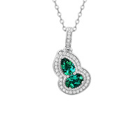 Collier de luxe pour femme en argent sterling S925, pendentif gourde avec gemme rouge, chaîne de clavicule entièrement sertie de diamants, forme géométrique élégante - Grande Vente