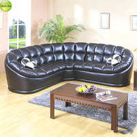 Canapé d'angle incurvé en cuir et tissu, design moderne personnalisé, pour salon, ensemble de canapés relaxants pour appartement A1001