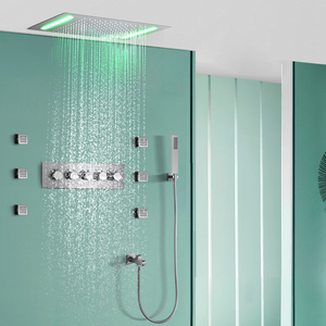 Trần nhúng 20*14inch LED lượng mưa Mist Shower hệ thống Brushed Nickel phòng tắm tĩnh nhiệt vòi hoa sen vòi Set - Product Image 3