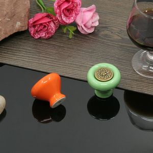컬러풀 세라믹 손잡이 원형 문 캐비닛 서랍 손잡이 도자기 가구 - Product Image 6
