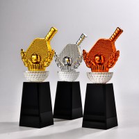 Trofeo de Cristal para Tenis de Mesa con Grabado Láser de Forma Geométrica Personalizable al por Mayor