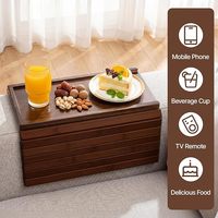 Vielseitiger Sofa-Armlehnen-Tablett aus Bambus mit Rutschfester Couch-Armlehnenablage für Getränke, Snacks, Fernbedienung und Handy