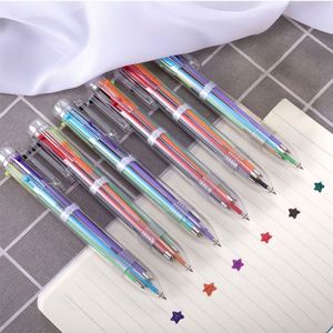 6 in 1 Plastic Ballpoint <b>Pen</b> Advertising Customized Logo Printing Multi-Colored Ink Novelty 1.0mm with Transparent Barrel - Product Image 2