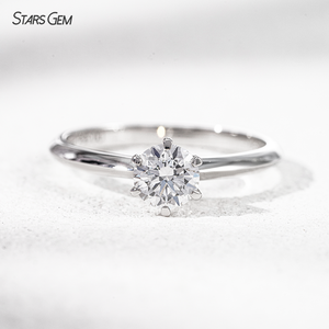 แหวนเพชรทรงกลมเจียระไนแบบบริลเลียนท์ 0.55 กะรัต จาก Starsgem เพชรเลี้ยงในห้องปฏิบัติการ ตัวเรือนทองคำแท้ 18K สำหรับผู้หญิง - Product Image 1