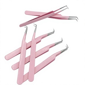 Pinzas para Pestañas de Volumen de Acero Inoxidable con Punta de Fibra, Color Rosa Bebé, Recubrimiento en Polvo, Agarre Liso, Aislamiento, Marca Privada - Product Image 4