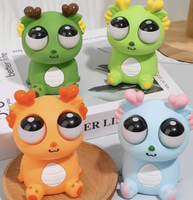 Mini jouet anti-stress Dragon aux yeux saillants en PVC/vinyle de 8 cm, figurine à presser, couleurs assorties, emballage OPP