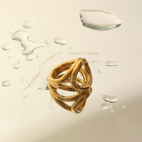 Fine Halo Arc Anneau 304 En Acier Inoxydable Bijoux De Mode Étanche PVD Plaqué Or Cercles Fondus Chubby Dôme Anneau Unisexe