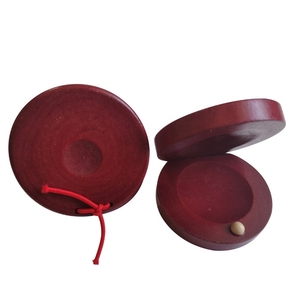 Castagnettes à doigts en bois massif rouge de 6,7 cm, forme ronde, instrument de percussion rythmique Orff pour enfants - Product Image 1