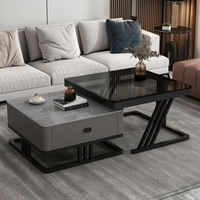Table basse moderne en acier inoxydable pour salon avec rangement, design écologique et durable